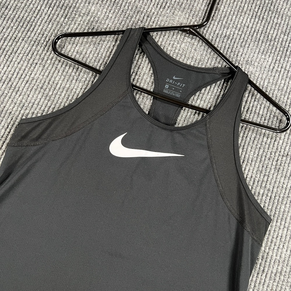 Nike‎ Dri Fit Tank Top Womens Medium Black Sleeveless Running Athletic Gym Lift
